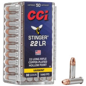 CCI Stinger 22 LR 32 Grain Copper-Plated Hollow Point Ammo